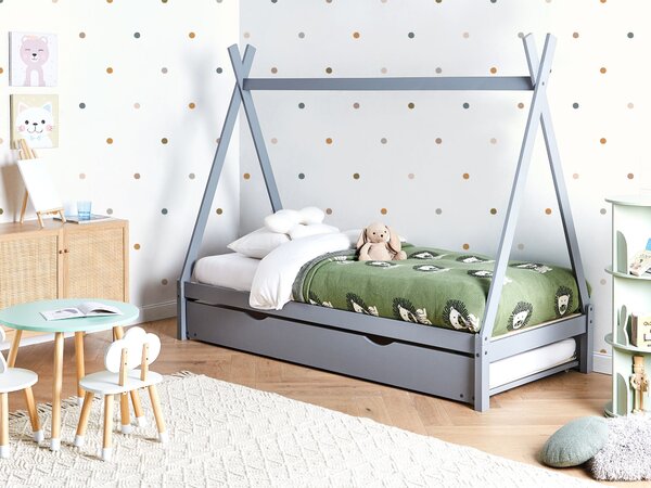 Dětská postel s výsuvným lůžkem Borovicové dřevo TALMONTIERS 90 x 200 cm Šedá