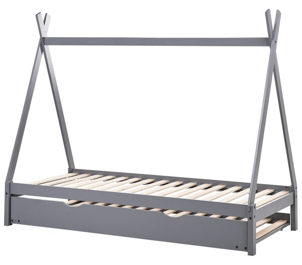 Dětská postel s výsuvným lůžkem Borovicové dřevo TALMONTIERS 90 x 200 cm Šedá
