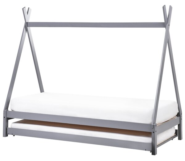 Dětská postel s výsuvným lůžkem Borovicové dřevo TALMONTIERS 90 x 200 cm Šedá
