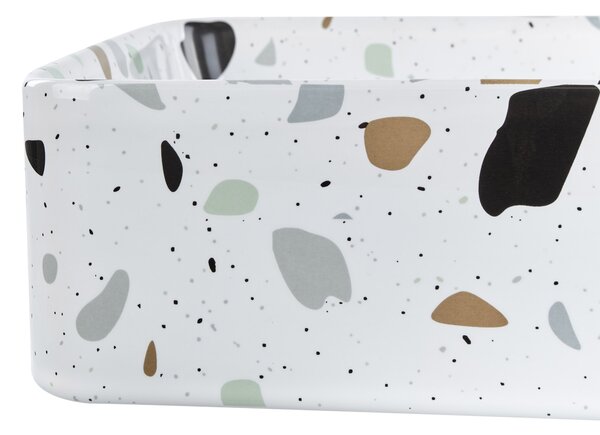 Umyvadlo na desku NULES 51 x 34 cm Keramika Bílé terrazzo