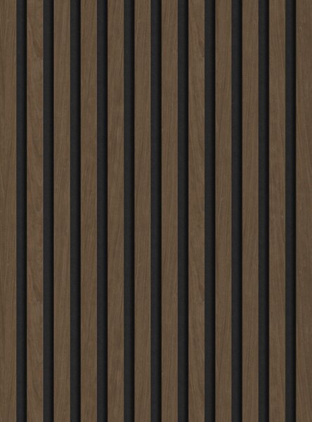 Mexen Lam-F, akustické stěnové lamely 275 × 30 cm, plstěný podklad 8 mm, technická dýha, ořech espresso, S105-275307-3015-019