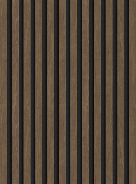 Mexen Lam-F, akustické stěnové lamely 275 × 30 cm, plstěný podklad 8 mm, technická dýha, ořech kakaový, S105-275307-3015-018