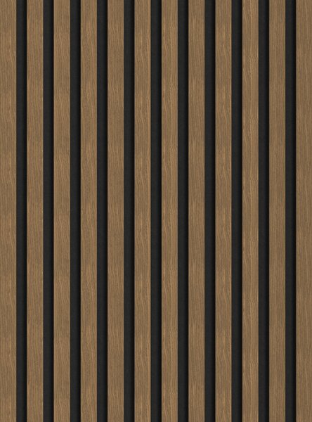 Mexen Lam-F, akustické stěnové lamely 275 × 30 cm, plstěný podklad 8 mm, technická dýha, ořech přírodní, S105-275307-3015-016
