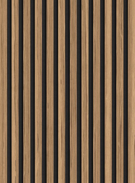 Mexen Lam-F, akustické stěnové lamely 275 × 30 cm, plstěný podklad 8 mm, technická dýha, ořech světlý, S105-275307-3015-017