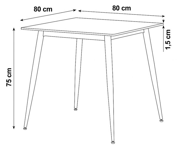 Vikio Jídelní stůl 80x80 cm keramická deska šedý mramor černé kovové nohy AJS158S