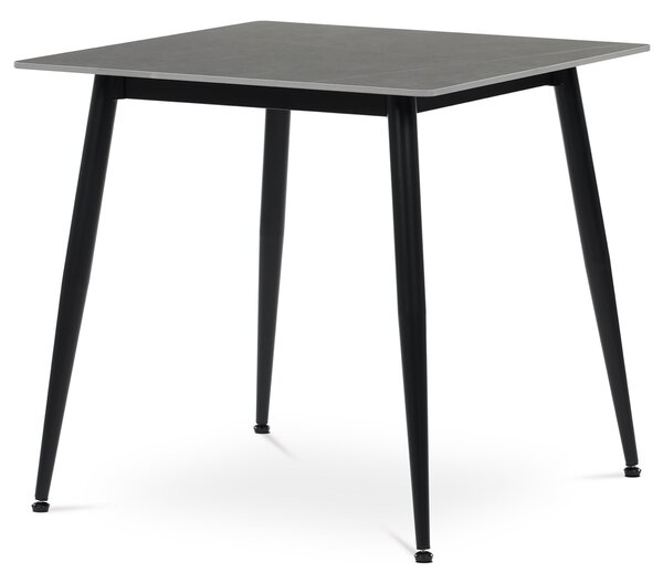 Vikio Jídelní stůl 80x80 cm keramická deska šedý mramor černé kovové nohy AJS158S