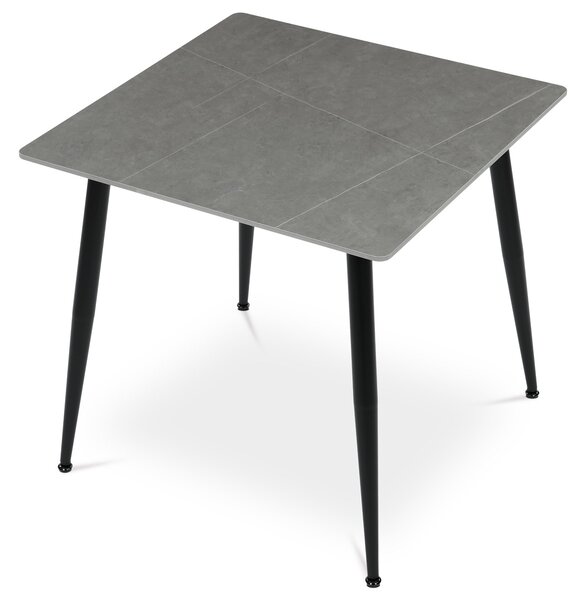 Vikio Jídelní stůl 80x80 cm keramická deska šedý mramor černé kovové nohy AJS158S