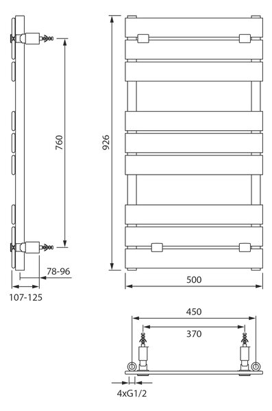 Aqualine Aqualine, BONDECO topné těleso 500x926mm, černá mat, DC592B