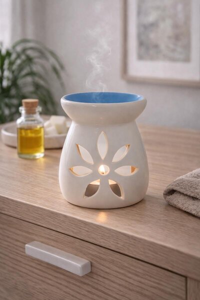 Aromalampa keramická s květem 9000412