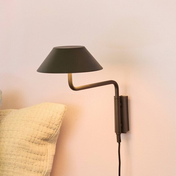 Hübsch LED nástěnné světlo COVER, černé, výstupek 30 cm, kov, Černá, Obývací pokoj / jídelna, kov, Moderní