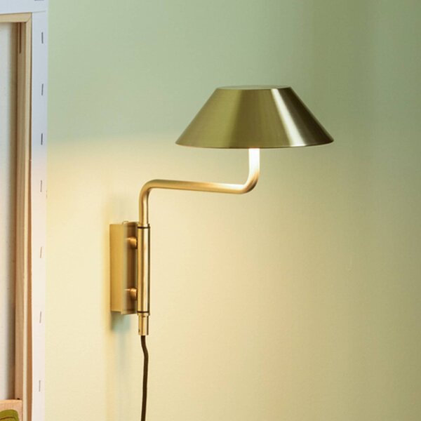 Hübsch LED nástěnné světlo COVER, v barvě mosazi, výsuv 30 cm, kov, Mosaz / zlato, Obývací pokoj / jídelna, kov, Moderní