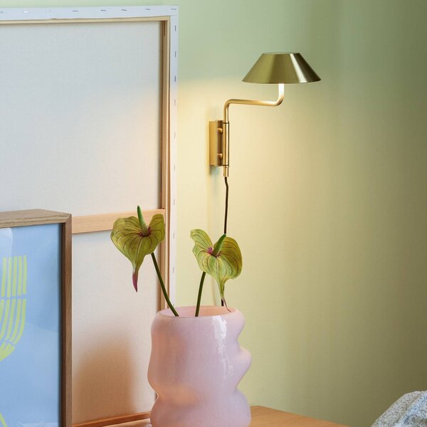 Hübsch LED nástěnné světlo COVER, v barvě mosazi, výsuv 30 cm, kov, Mosaz / zlato, Obývací pokoj / jídelna, kov, Moderní