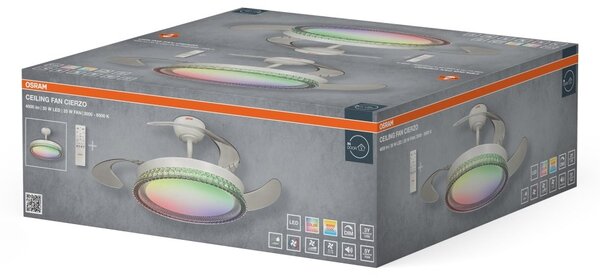 Stropní ventilátor Cierzo 1220 mm 60 W, laditelná bílá RGB