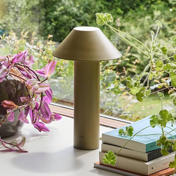Hübsch LED stolní lampa Tower, tmavě zelená, výška 32 cm, kov, stmívatelný, Zelená, Obývací pokoj / jídelna, kov, Moderní