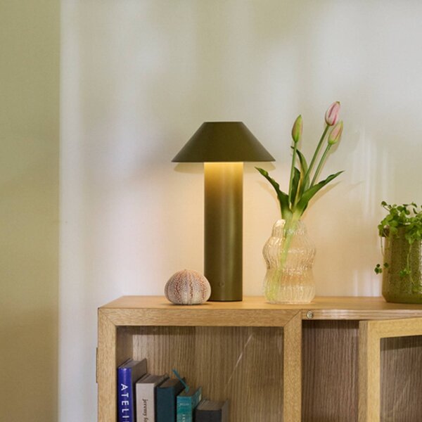 Hübsch LED stolní lampa Tower, tmavě zelená, výška 32 cm, kov, stmívatelný, Zelená, Obývací pokoj / jídelna, kov, Moderní