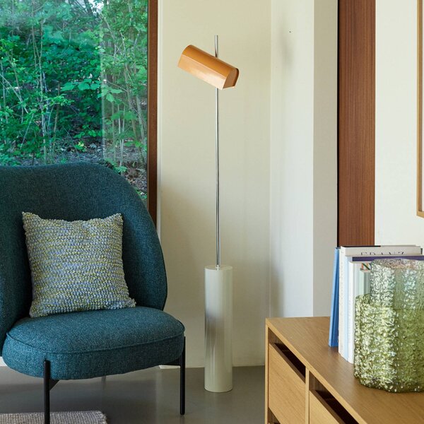 Hübsch LED stojací lampa Reflector, oranžová, výška 160 cm, železo, stmívatelný, Žlutá / oranžová, Obývací pokoj / jídelna, kov, Skandinávský