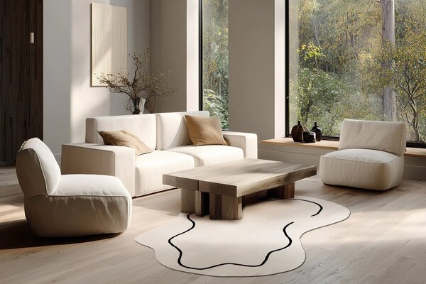 Fargotex Bílo-černý vlněný koberec Loop 200 x 300 cm