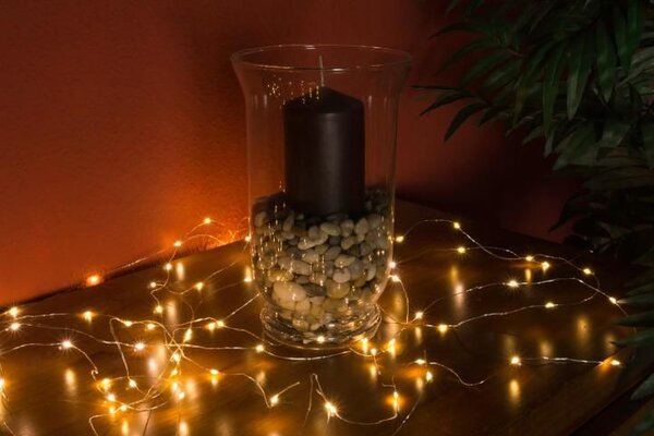 Vánoční dekorativní osvětlení, drátky, 100 LED, teple bílé
