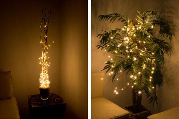 Vánoční dekorativní osvětlení, drátky, 100 LED, teple bílé