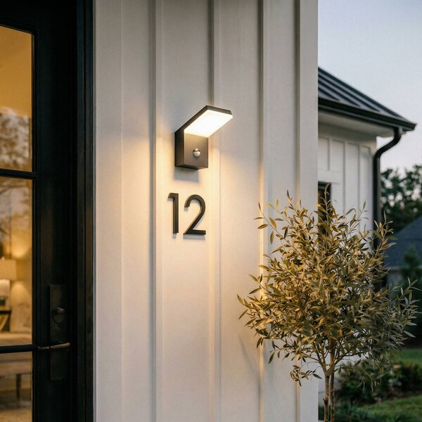 Arcchio LED venkovní nástěnné svítidlo Yolena, senzor, antracit, hliník, Černá, Hliník, Moderní
