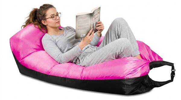 Aga Nafukovací vak LAZY BAG 230x70 cm Černý/Růžový