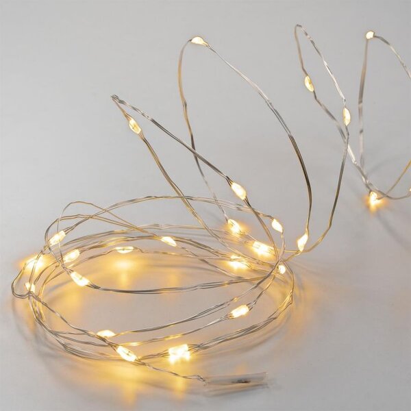 Světelný řetěz s časovačem, 20m, 200 LED, teplá bílá