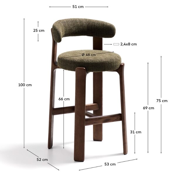 Kave Home Barová židle Granite 75 cm