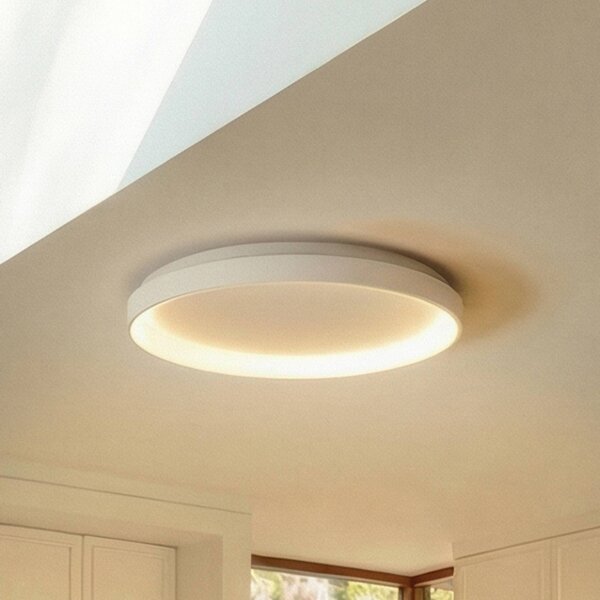 Arcchio LED stropní svítidlo Vivy, Ø 58 cm, bílé, kov, stmívatelný, Bílá / opál, Kuchyň, kov, Moderní