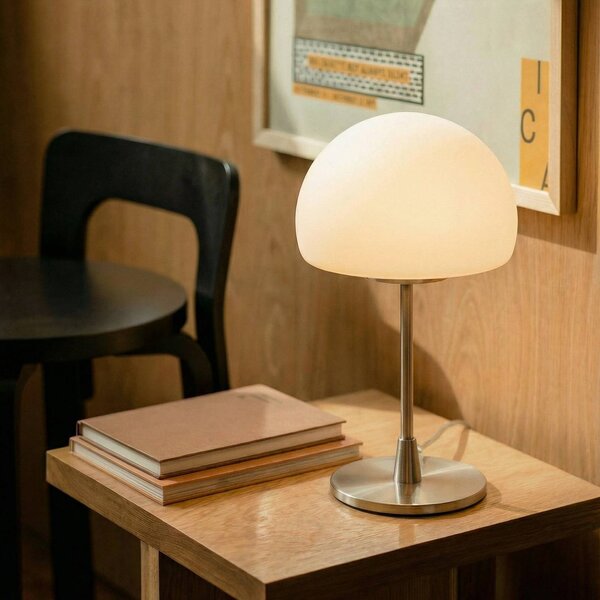 Fabas Luce Stolní lampa Gaia Big s dotykovou funkcí, bílá, Hliník / šedá / zinek, Ložnice, kov, Moderní
