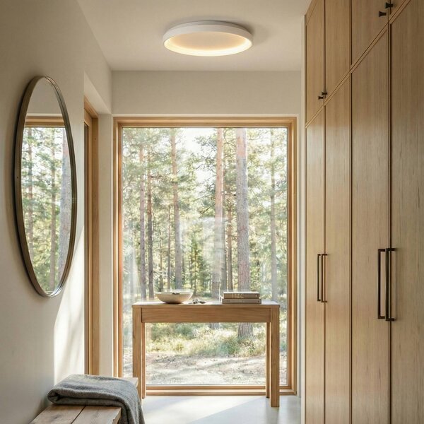 Arcchio LED stropní svítidlo Vivy, Ø 58 cm, bílé, kov, stmívatelný, Bílá / opál, Kuchyň, kov, Moderní