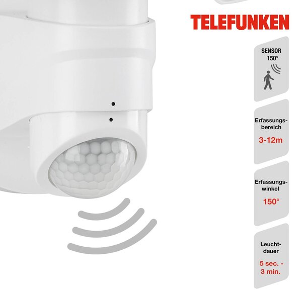 Telefunken LED senzorové venkovní nástěnné bodové svítidlo Bilbao 2 světla bílá, Bílá / opál, Plast, Moderní, Venkovní bodové svítidlo / zabodnuté do země