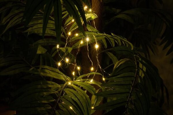 Sada 2 kusů světelných drátů na baterie, 8 LED, teple bílá