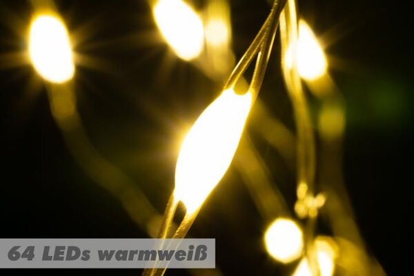Sada 2 kusů světelných drátů na baterie, 8 LED, teple bílá