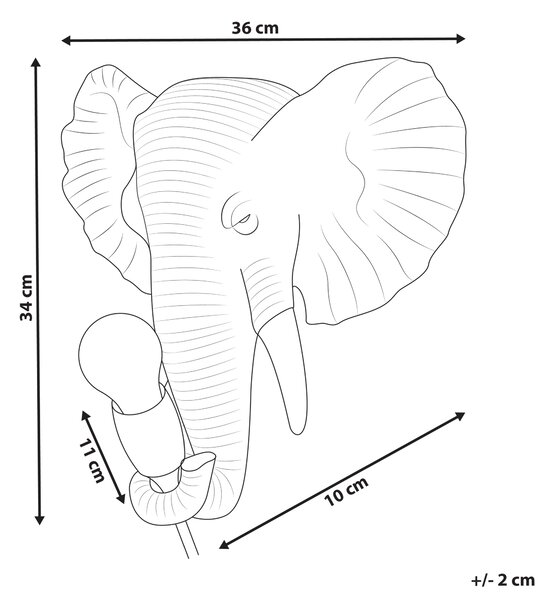 Slon Nástěnná lampa ELEPHANTI Zlatá