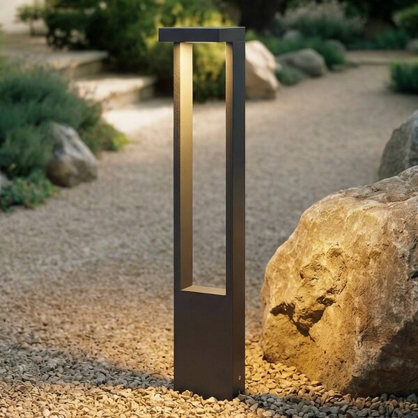 Lindby LED světlo na cestu Lonete, výška 65 cm, antracit, IP65, Černá, Hliník, Moderní