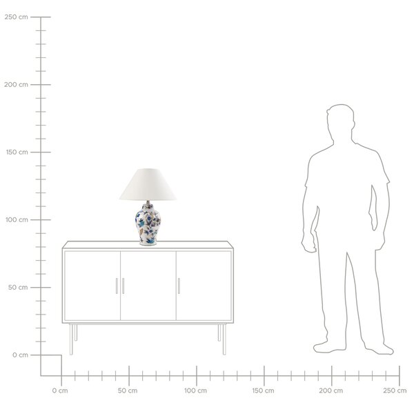 Stolní lampa MORACA Porcelán Bílá/Modrá