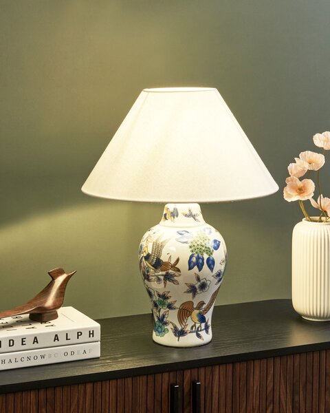 Stolní lampa MORACA Porcelán Bílá/Modrá