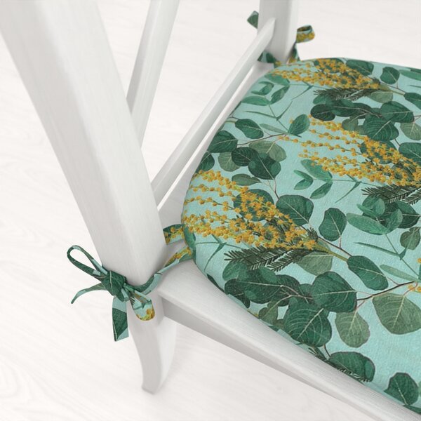 Biante Oblý podsedák PML-088 Eukalypty na mátovém - 39x37x3 cm