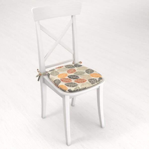 Biante Oblý podsedák PML-072 Podzimní listy na krémovém - 39x37x3 cm