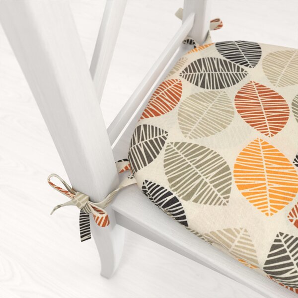 Biante Oblý podsedák PML-072 Podzimní listy na krémovém - 39x37x3 cm