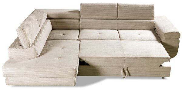 Sedací souprava GREIZ | 203x275 cm | levá | rozkládací + úložný prostor | lincol 04D světle béžová | 3D manšestr