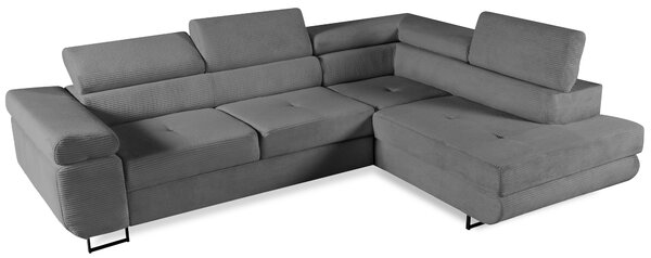 Sedací souprava GREIZ | 275x203 cm | pravá | rozkládací + úložný prostor | lincol 85D šedá | 3D manšestr