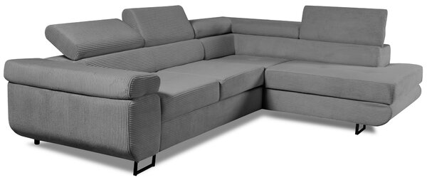 Sedací souprava GREIZ | 275x203 cm | pravá | rozkládací + úložný prostor | lincol 85D šedá | 3D manšestr