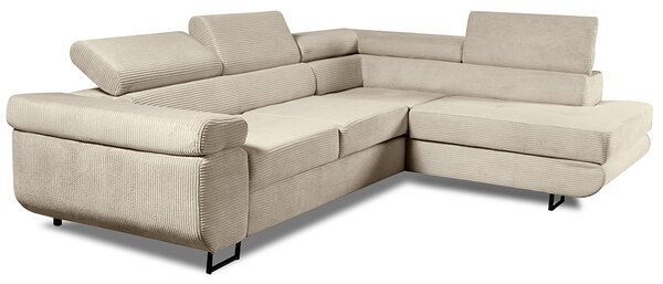 Sedací souprava GREIZ | 275x203 cm | pravá | rozkládací + úložný prostor | lincol 04D světle béžová | 3D manšestr
