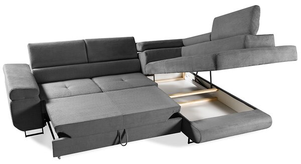 Sedací souprava GREIZ | 275x203 cm | pravá | rozkládací + úložný prostor | lincol 85D šedá | 3D manšestr