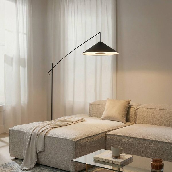 Nowodvorski Lighting Lampy Poise, černá, ocel, textil, dosah 260 cm, Černá, Obývací pokoj / jídelna, kov, Moderní, stojací lampa