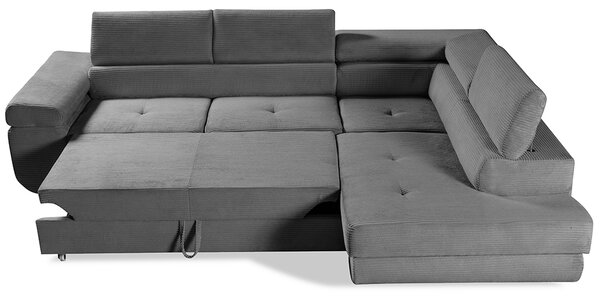 Sedací souprava GREIZ | 275x203 cm | pravá | rozkládací + úložný prostor | lincol 85D šedá | 3D manšestr