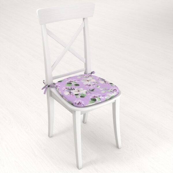 Biante Oblý podsedák PML-044 Květy magnolie na fialovém - 39x37x3 cm