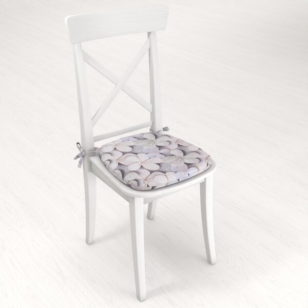 Biante Oblý podsedák PML-032 Designové květy na šedém - 39x37x3 cm