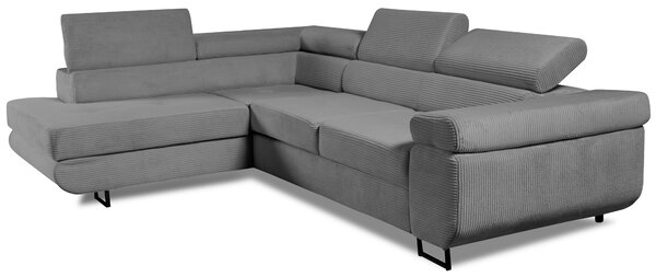 Sedací souprava GREIZ | 203x275 cm | levá | rozkládací + úložný prostor | lincol 85D šedá | 3D manšestr